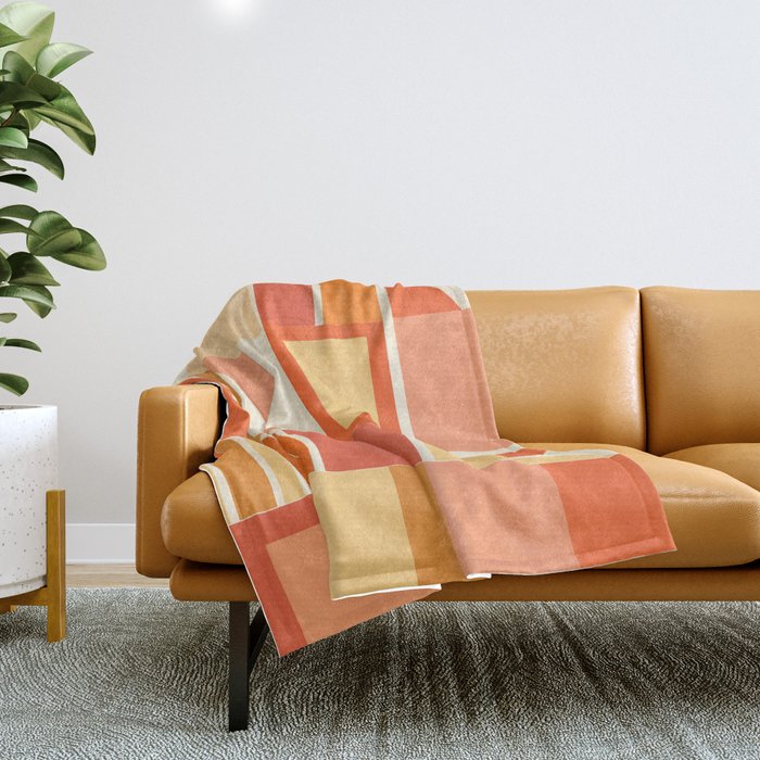 Mid Century Modern Modtastic Orange Peach Geometric Abstract Pattern Throw Blanket Gallery Image 1