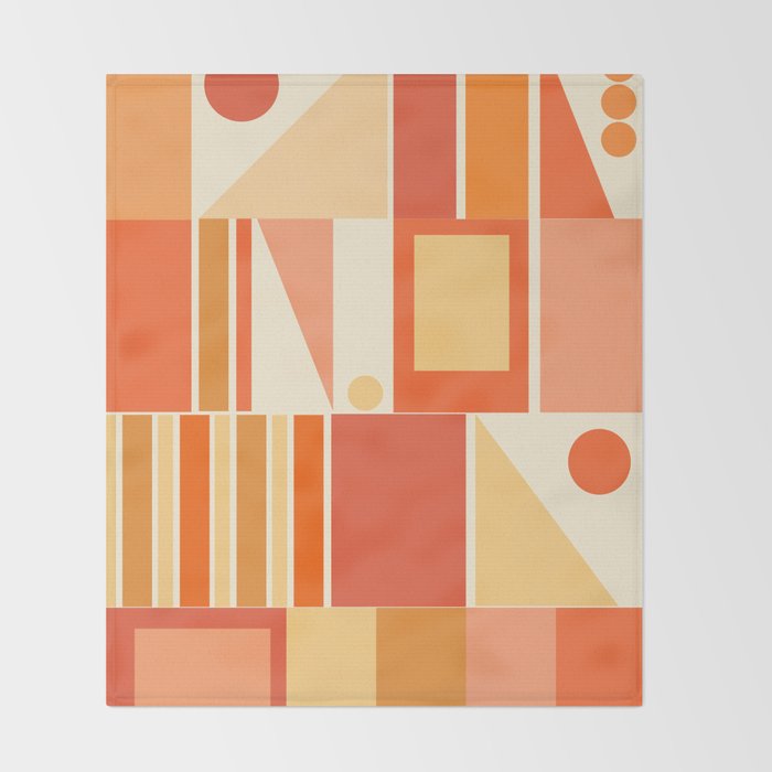 Mid Century Modern Modtastic Orange Peach Geometric Abstract Pattern Throw Blanket Gallery Image 2