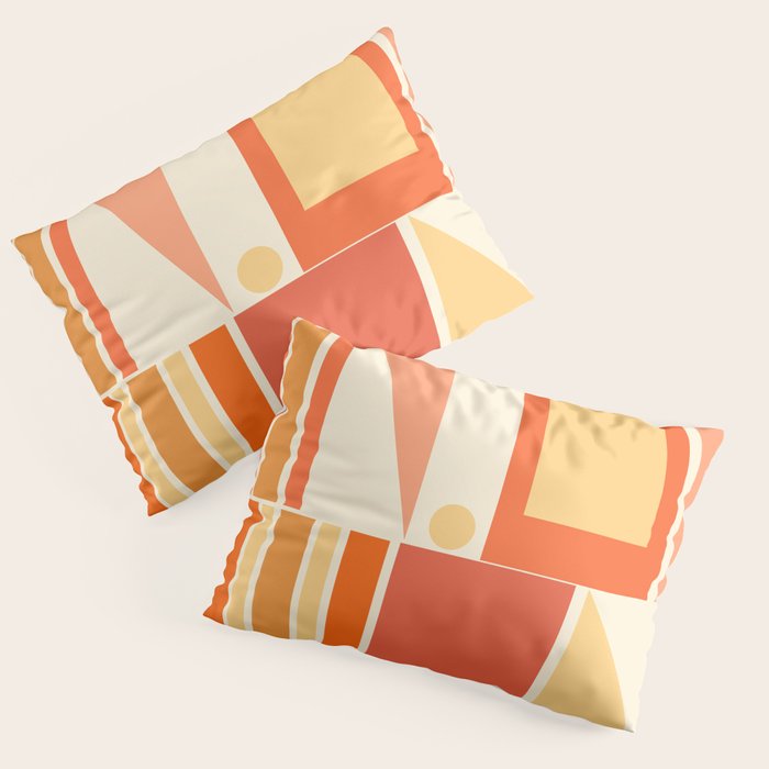 Mid Century Modern Modtastic Orange Peach Geometric Abstract Pattern Pillow Sham Gallery Image 3
