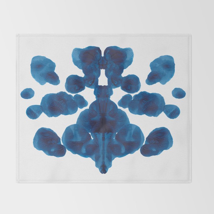 Inkblot Bunny Blue Inkblot Rorschach Test Throw Blanket Gallery Image 2