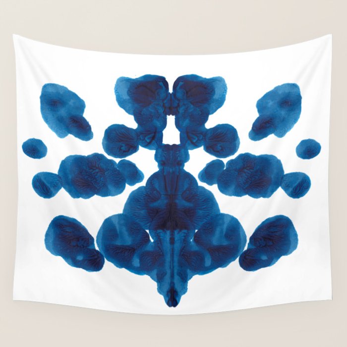 Inkblot Bunny Blue Inkblot Rorschach Test Wall Tapestry Gallery Image 4