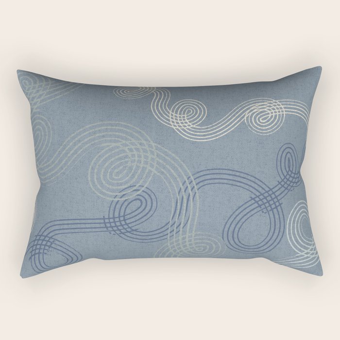 calming essentials loops muted blue Rectangular Pillow Gallery Image 1