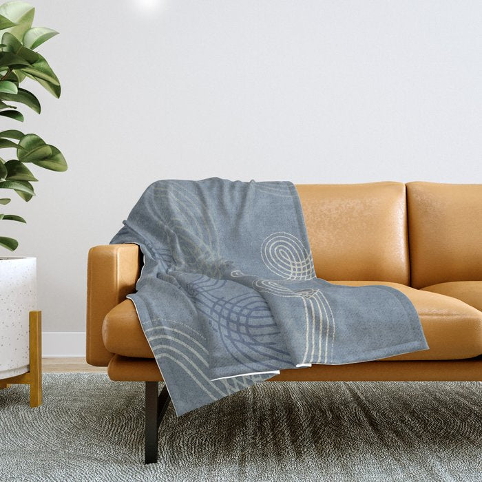 calming essentials loops muted blue Throw Blanket Gallery Image 1
