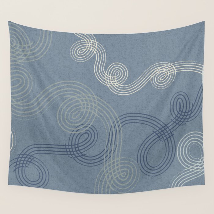calming essentials loops muted blue Wall Tapestry Gallery Image 4