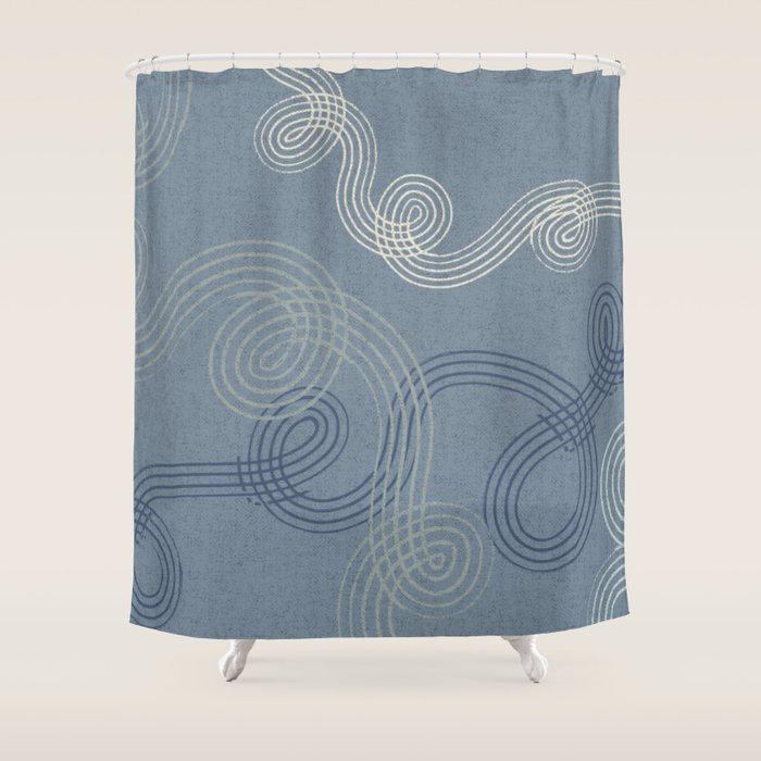 calming essentials loops muted blue Shower Curtain Gallery Image 1