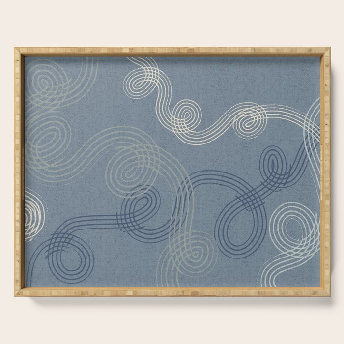 calming essentials loops muted blue Serving Tray Gallery Image 1