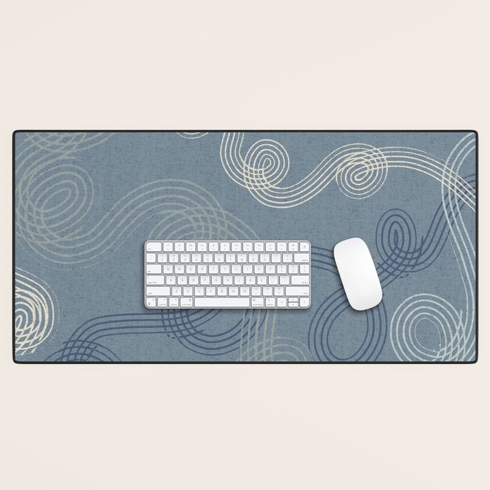 calming essentials loops muted blue Desk Mat Gallery Image 1