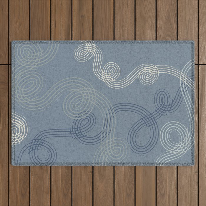 calming essentials loops muted blue Outdoor Rug Gallery Image 1