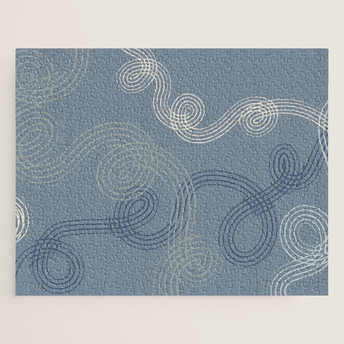 calming essentials loops muted blue Jigsaw Puzzle