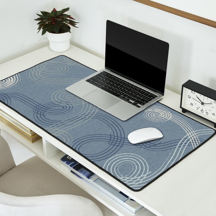calming essentials loops muted blue Desk Mat Gallery Image 2