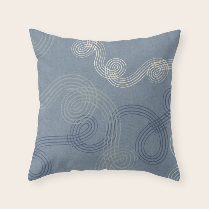 calming essentials loops muted blue Throw Pillow Gallery Image 6