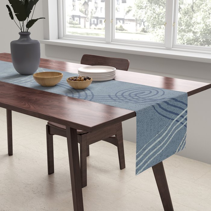 calming essentials loops muted blue Table Runner Gallery Image 2