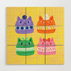 Cat Macaron Wood Wall Art Gallery Image 1