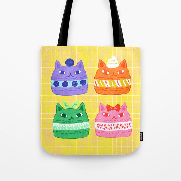 Cat Macaron Tote Bag Gallery Image 1