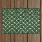 Bows & Ribbons Pattern XXV Dark Forest Green Outdoor Rug Gallery Image 1