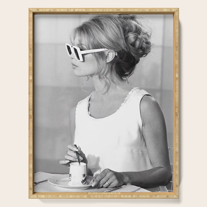 Brigitte Bardot in Sunglasses Retro Vintage Art Serving Tray Gallery Image 1