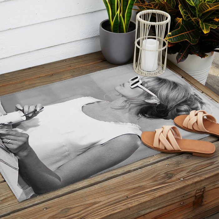 Brigitte Bardot in Sunglasses Retro Vintage Art Outdoor Rug Gallery Image 2