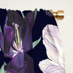 Purple and White Tulip Floral Prints on Navy Blue Window Curtain Gallery Image 2