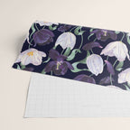 Purple and White Tulip Floral Prints on Navy Blue Wrapping Paper Gallery Image 2