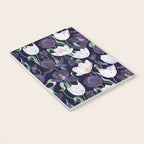 Purple and White Tulip Floral Prints on Navy Blue Notebook Gallery Image 3