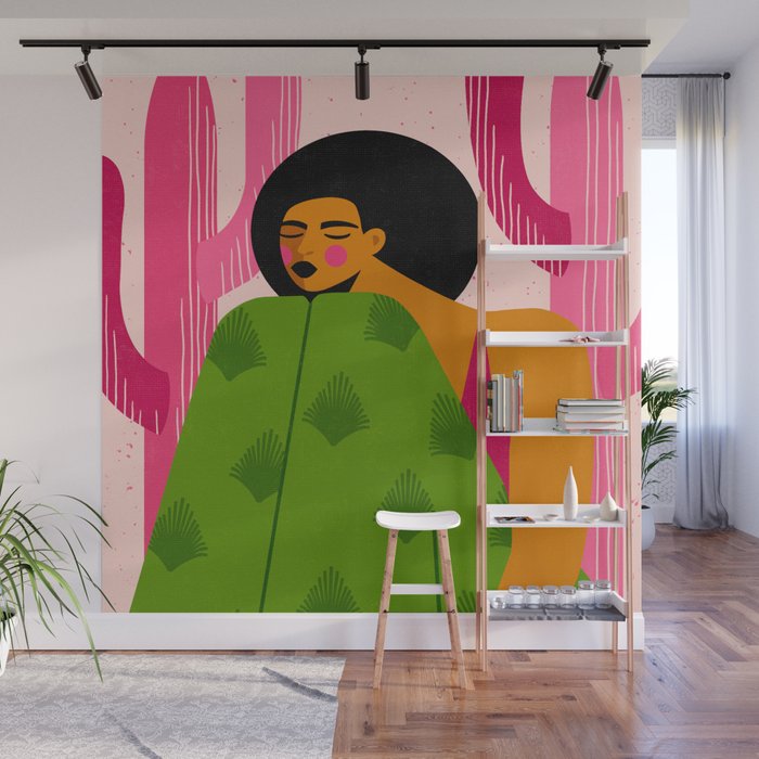 Pink Cactus Wall Mural Gallery Image 1
