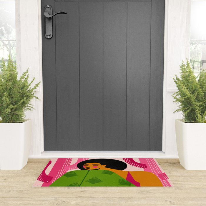 Pink Cactus Welcome Mat Gallery Image 3