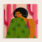 Pink Cactus Wood Wall Art Gallery Image 1