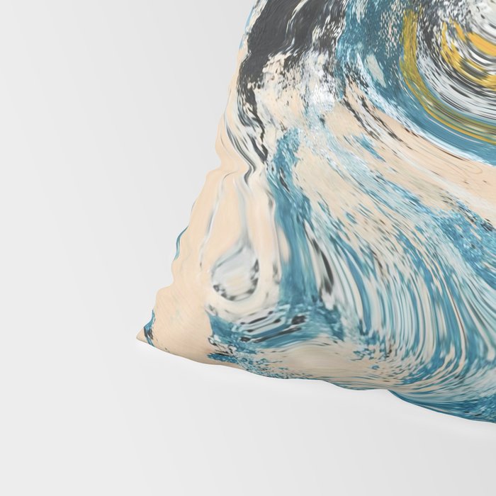 Tide Pool: a blue, yellow, and peach abstract painting by Alyssa Hamilton Art Pillow Sham Gallery Image 4