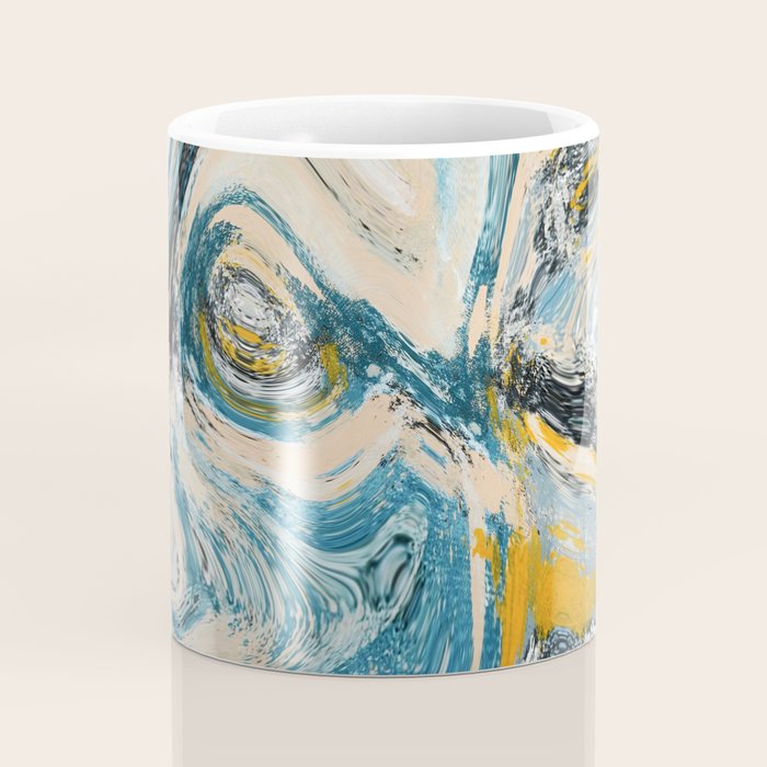 Tide Pool: a blue, yellow, and peach abstract painting by Alyssa Hamilton Art Coffee Mug Gallery Image 4