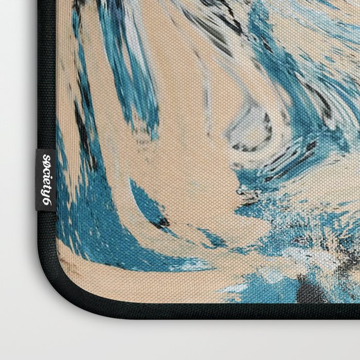 Tide Pool: a blue, yellow, and peach abstract painting by Alyssa Hamilton Art Laptop Sleeve Gallery Image 3