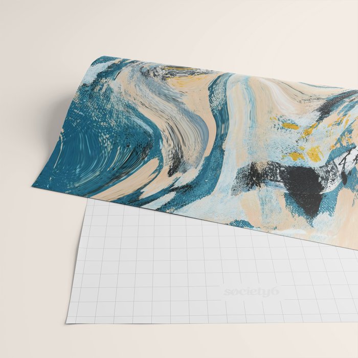 Tide Pool: a blue, yellow, and peach abstract painting by Alyssa Hamilton Art Wrapping Paper Gallery Image 2