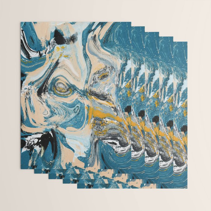 Tide Pool: a blue, yellow, and peach abstract painting by Alyssa Hamilton Art Wrapping Paper Gallery Image 3
