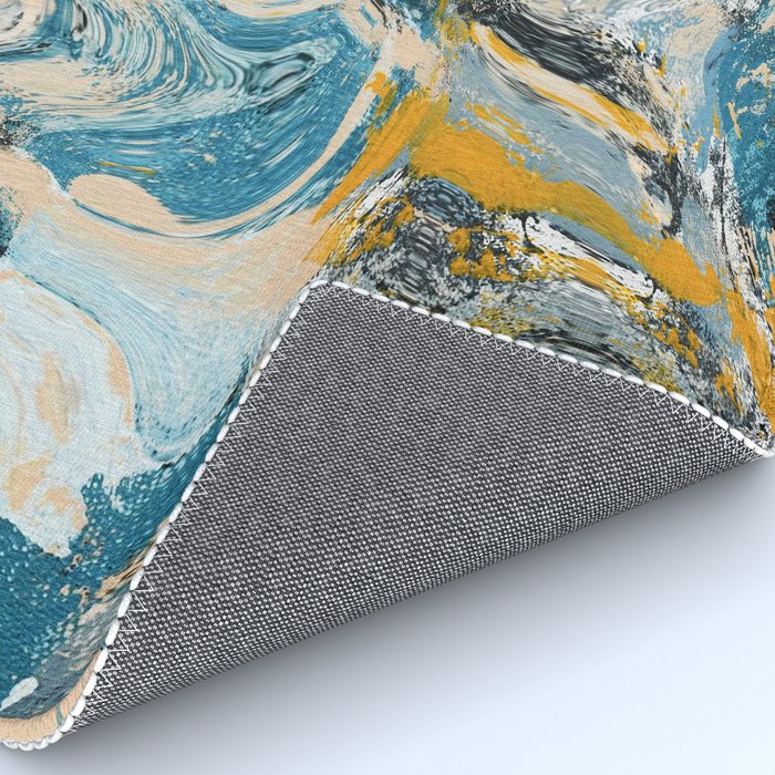 Tide Pool: a blue, yellow, and peach abstract painting by Alyssa Hamilton Art Rug Gallery Image 4