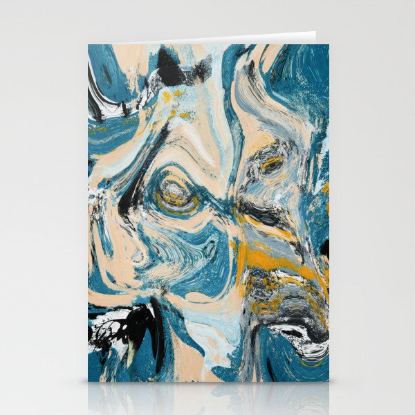 Tide Pool: a blue, yellow, and peach abstract painting by Alyssa Hamilton Art Stationery Card Gallery Image 1