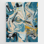Tide Pool: a blue, yellow, and peach abstract painting by Alyssa Hamilton Art Jigsaw Puzzle Gallery Image 1