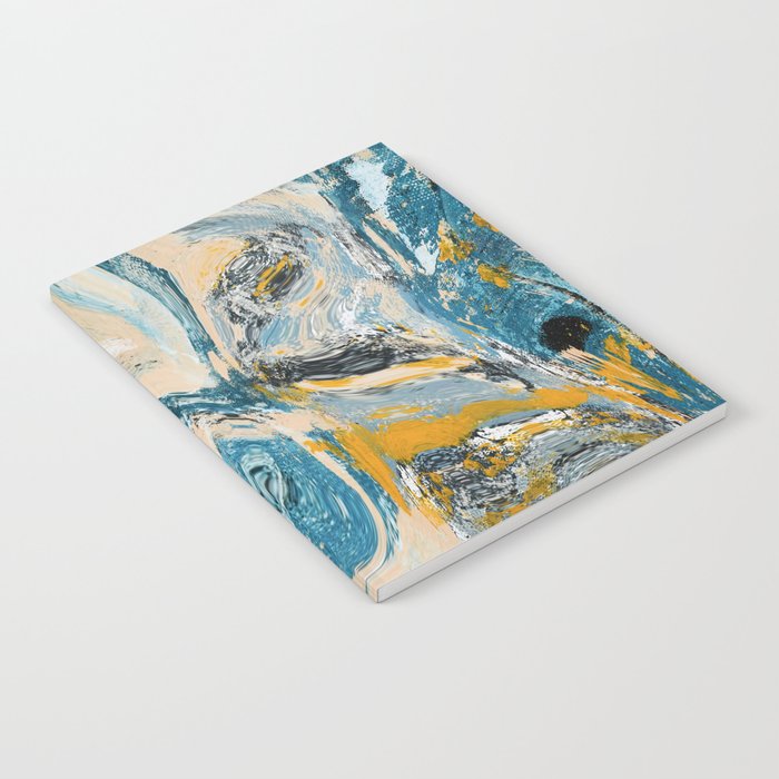 Tide Pool: a blue, yellow, and peach abstract painting by Alyssa Hamilton Art Notebook Gallery Image 1