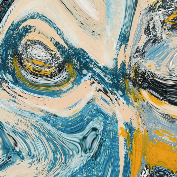 Tide Pool: a blue, yellow, and peach abstract painting by Alyssa Hamilton Art Coffee Mug Gallery Image 2