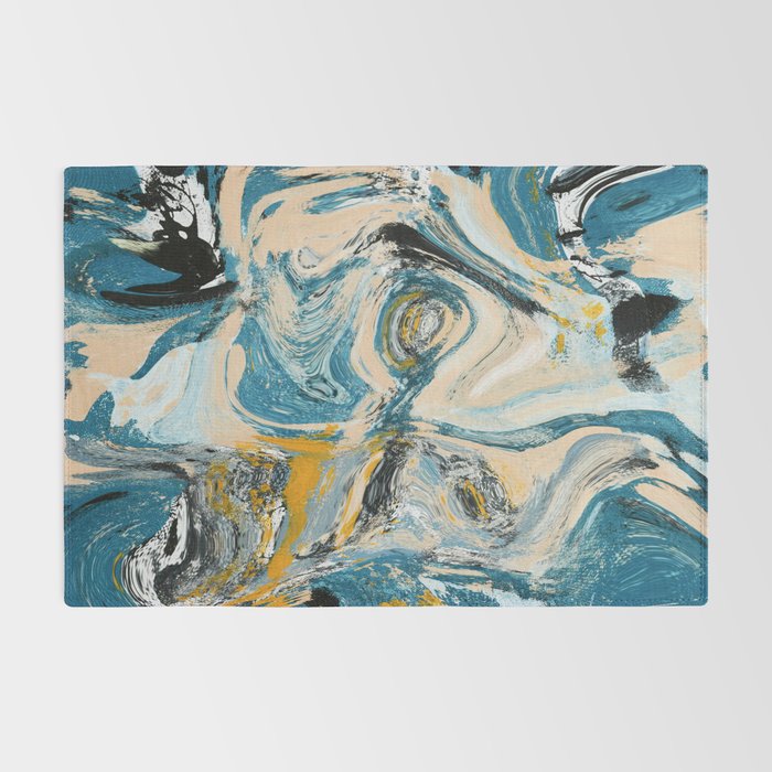 Tide Pool: a blue, yellow, and peach abstract painting by Alyssa Hamilton Art Rug Gallery Image 2