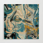 Tide Pool: a blue, yellow, and peach abstract painting by Alyssa Hamilton Art Wood Wall Art Gallery Image 1