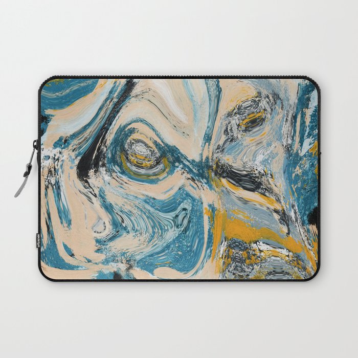 Tide Pool: a blue, yellow, and peach abstract painting by Alyssa Hamilton Art Laptop Sleeve Gallery Image 1