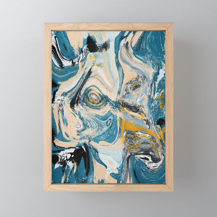 Tide Pool: a blue, yellow, and peach abstract painting by Alyssa Hamilton Art Mini Art Print Gallery Image 1
