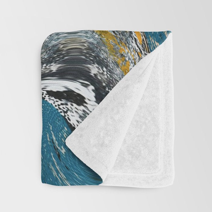 Tide Pool: a blue, yellow, and peach abstract painting by Alyssa Hamilton Art Throw Blanket Gallery Image 3