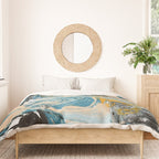 Tide Pool: a blue, yellow, and peach abstract painting by Alyssa Hamilton Art Duvet Cover Gallery Image 3