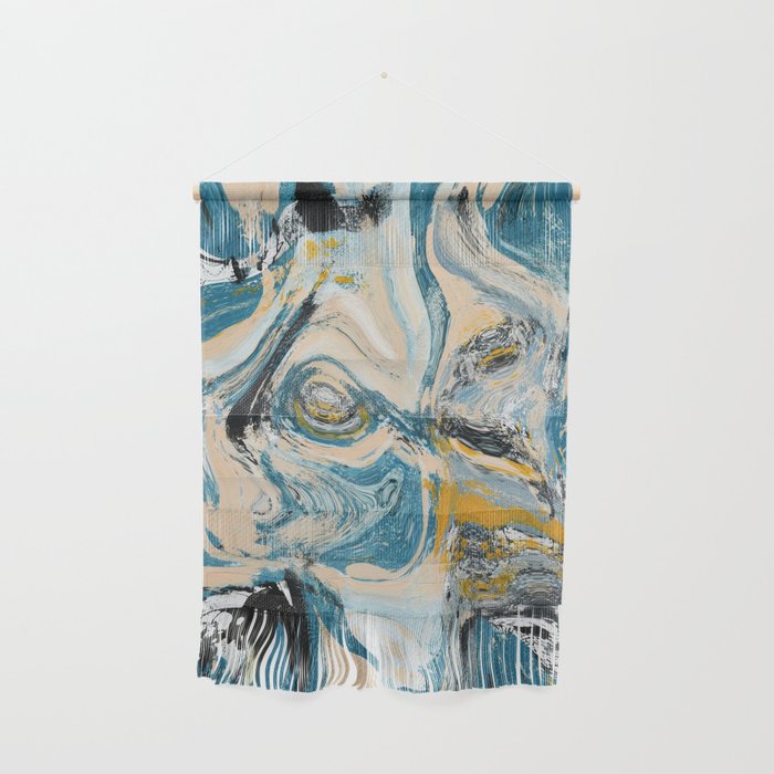 Tide Pool: a blue, yellow, and peach abstract painting by Alyssa Hamilton Art Wall Hanging Gallery Image 1