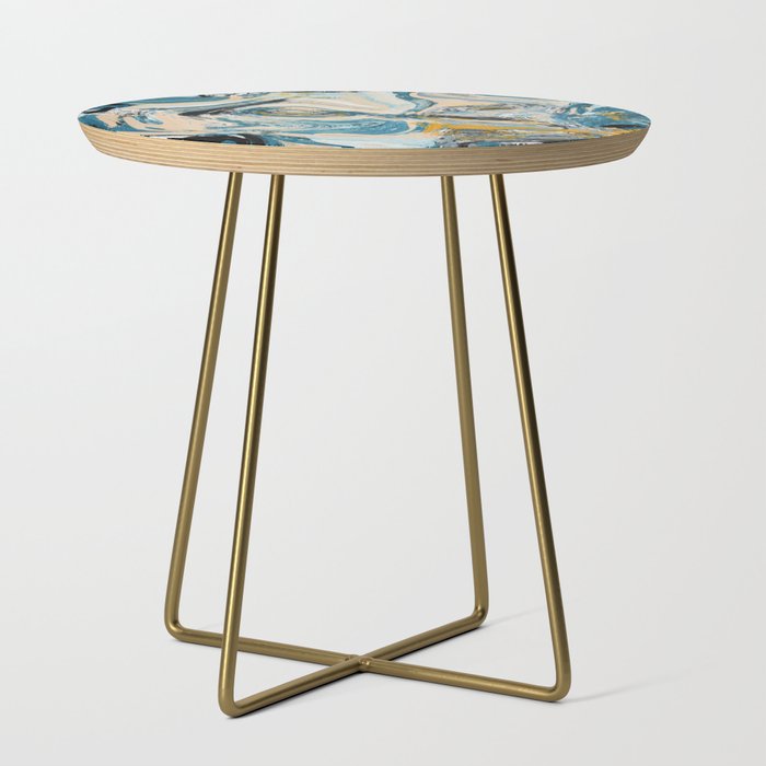 Tide Pool: a blue, yellow, and peach abstract painting by Alyssa Hamilton Art Side Table Gallery Image 1