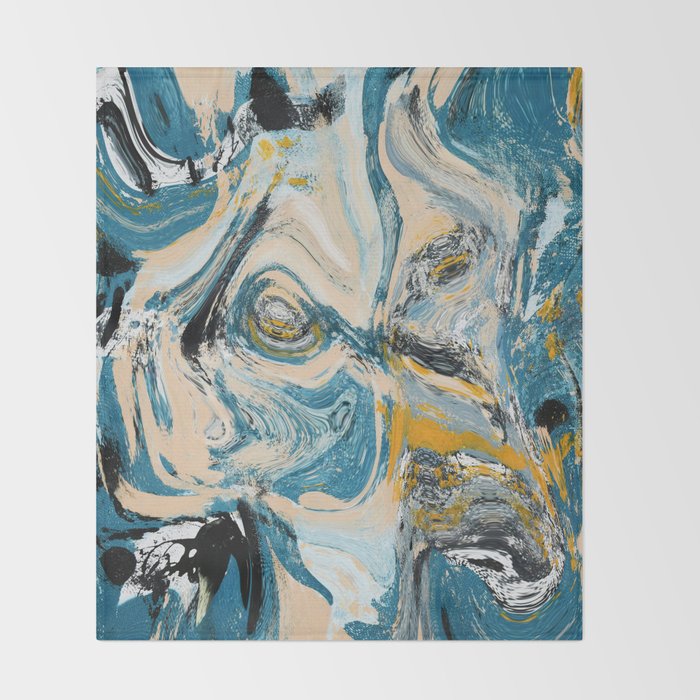 Tide Pool: a blue, yellow, and peach abstract painting by Alyssa Hamilton Art Throw Blanket Gallery Image 2