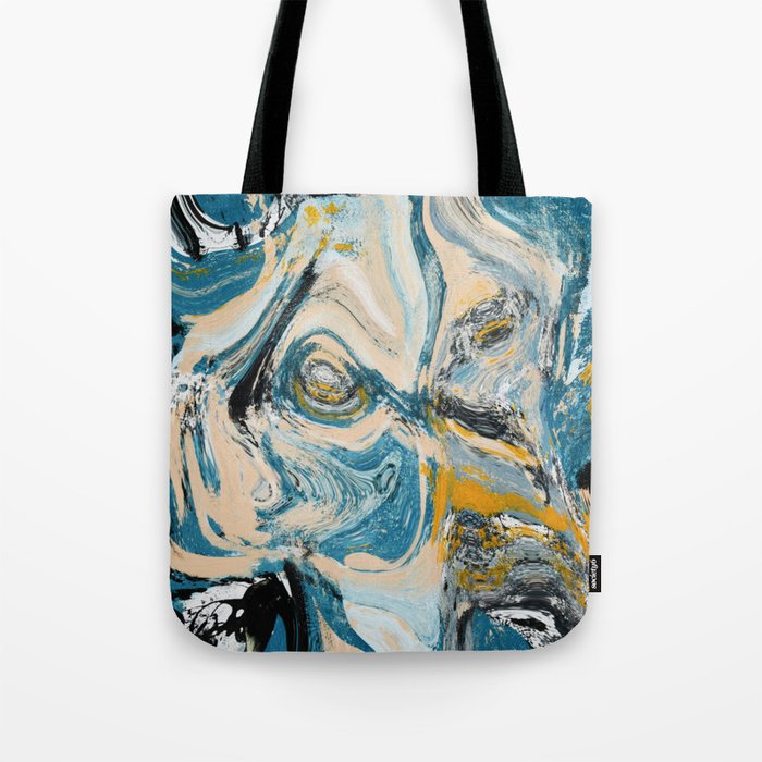 Tide Pool: a blue, yellow, and peach abstract painting by Alyssa Hamilton Art Tote Bag Gallery Image 1