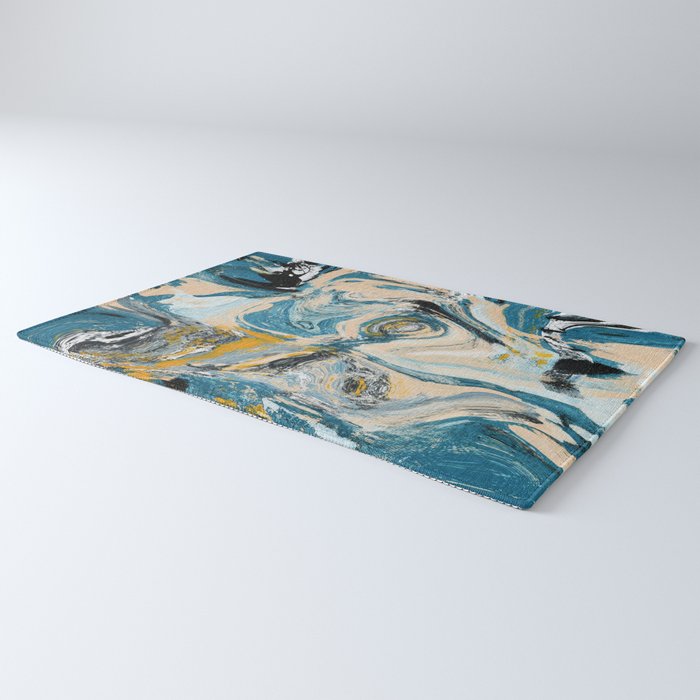 Tide Pool: a blue, yellow, and peach abstract painting by Alyssa Hamilton Art Rug Gallery Image 3