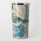 Tide Pool: a blue, yellow, and peach abstract painting by Alyssa Hamilton Art Travel Mug Gallery Image 1