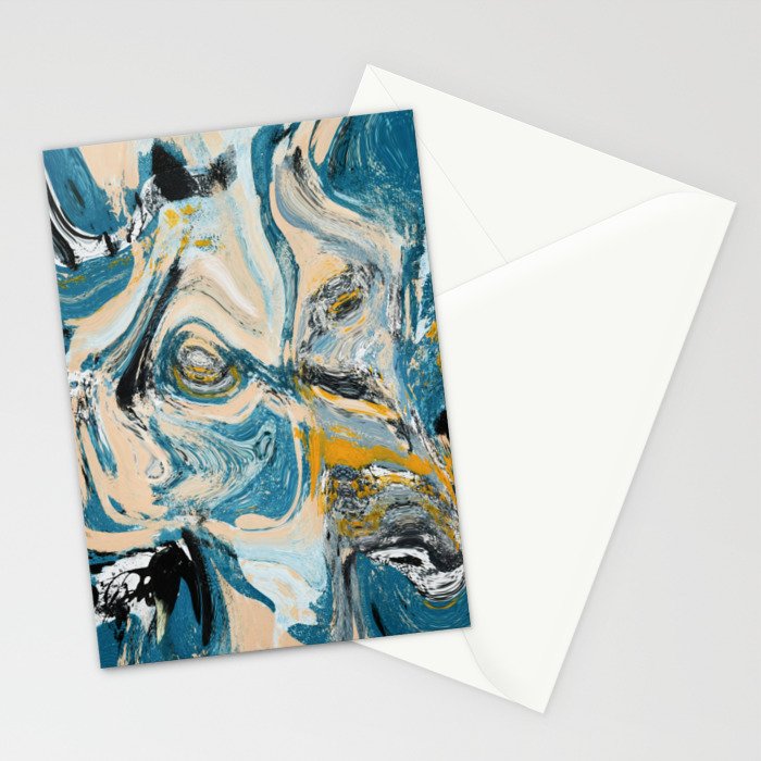 Tide Pool: a blue, yellow, and peach abstract painting by Alyssa Hamilton Art Stationery Card Gallery Image 2
